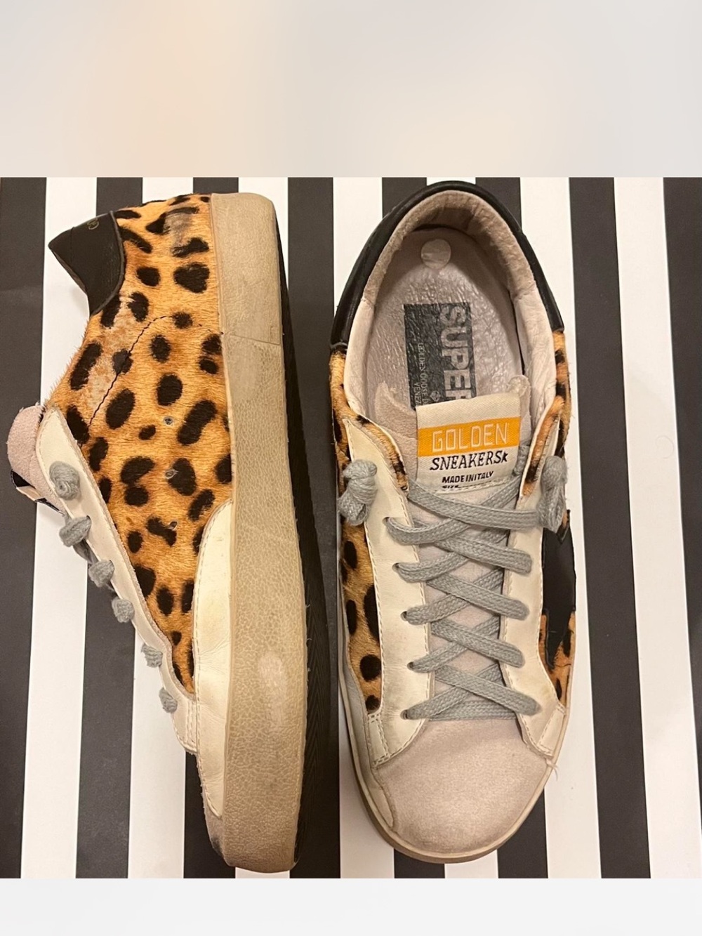 Golden Goose Leopard-Print Low-Top Sneakers in Tan, Black, Cream